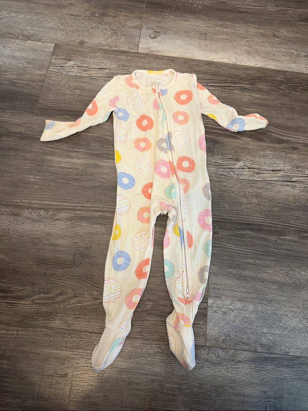Angel Dear Kids‎ Donut Print Footed One-Piece Pajamas - Cream Multicolor